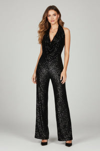 Jumpsuit | Sequin Halter Neck, Wide Leg Pants 4