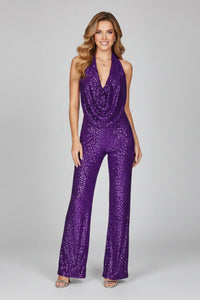 Jumpsuit | Sequin Halter Neck, Wide Leg Pants 5