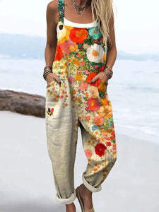 Jumpsuit | Sleeveless, Floral Print, Wide Leg 0