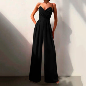 Jumpsuit | Sweetheart Neckline, Spaghetti Straps, Wide Leg Pants 0