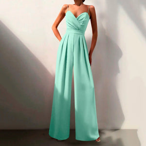 Jumpsuit | Sweetheart Neckline, Spaghetti Straps, Wide Leg Pants 2