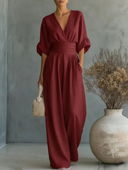 Jumpsuit | V-Neckline, Wide Leg Silhouette 4
