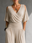 Jumpsuit | Wrap-Front, Off-Shoulder Sleeves, Wide-Leg Pants 1