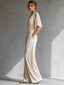 Jumpsuit | Wrap-Front, Off-Shoulder Sleeves, Wide-Leg Pants 2