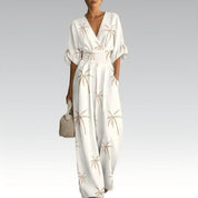 Jumpsuit | Wrap V-Neckline, Wide-Leg Silhouette 3