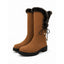 Knee-High Winter Boots | Fur-Trimmed Top, Side Lace-Up Detail 0