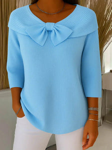 Knit Top | Bow Detail, Fitted Silhouette 0