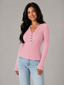 Knit Top | Buttoned Henley Neckline, Fitted Silhouette 8