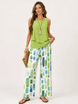 Layered Sleeveless Top | Wide-Leg Pants, Abstract Print 0