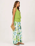Layered Sleeveless Top | Wide-Leg Pants, Abstract Print 1