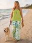 Layered Sleeveless Top | Wide-Leg Pants, Abstract Print 3