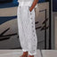 Linen Pants | Striped Pattern, Button Accent Detail 0