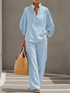 Linen Set | Batwing Sleeves, Wide Trousers 2
