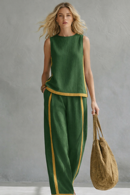 Linen Set | Loose Fit, Two-Tone Design 5