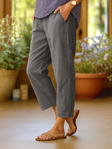 Linen Trousers | Tapered Cropped, Cuffed Hem 1