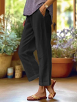 Linen Trousers | Tapered Cropped, Cuffed Hem 3