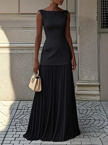 Long Dress | Sleeveless, Pleated Silhouette 10