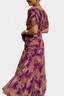 Long Dress | V-Neckline, Pleated Waist, Floral Pattern 4