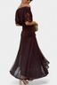 Long Dress | V-Neckline, Pleated Waist, Floral Pattern 7