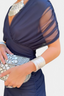 Long Dress | V-Neckline, Pleated Waist, Floral Pattern 9