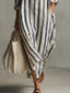 Long Shirt Dress | Striped Pattern, V-Neck Collar 3