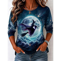 Long Sleeve Top | Halloween Witch Graphic, Crew Neck 1