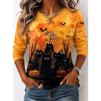 Long Sleeve Top | Halloween Witch Graphic, Crew Neck 3