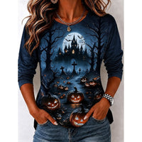 Long Sleeve Top | Halloween Witch Graphic, Crew Neck 4