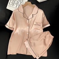 Lounge Set | Button Front Top, Elastic Waist Shorts 1