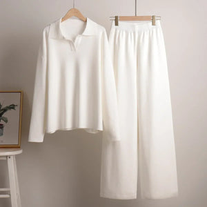 Lounge Set | Ribbed Knit Fabric, Half-Zip Top 1