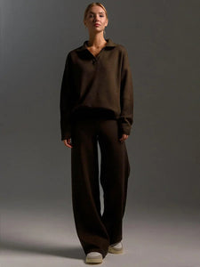 Lounge Set | Ribbed Knit Fabric, Half-Zip Top 10