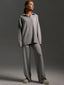 Lounge Set | Ribbed Knit Fabric, Half-Zip Top 2