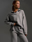 Lounge Set | Ribbed Knit Fabric, Half-Zip Top 7
