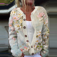 Marionelle Knitted Vest Womens with Vintage Floral Pattern for Fall Elegance 3