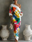 Maxi Dress | Abstract Print, One-Shoulder Design 1