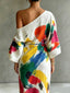Maxi Dress | Abstract Print, One-Shoulder Design 3