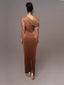 Maxi Dress | Asymmetrical One-Shoulder Design, Draped Detailing 1