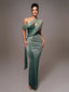 Maxi Dress | Asymmetrical One-Shoulder Design, Draped Detailing 3