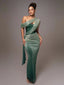 Maxi Dress | Asymmetrical One-Shoulder Design, Draped Detailing 4