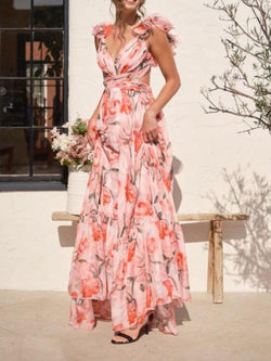 Maxi Dress | Backless Design, Floral Print 5