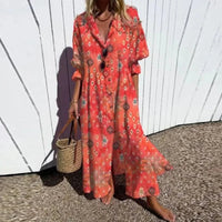 Maxi Dress | Bold Floral Design, Convenient Pockets 10