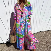 Maxi Dress | Bold Floral Design, Convenient Pockets 14