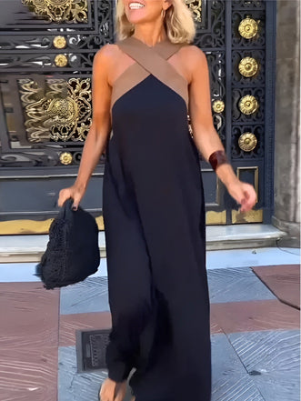 Maxi Dress | Crossed Front Neckline, Flowing Silhouette 0