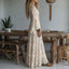 Maxi Dress | Deep V-Neckline, Flared Long Sleeves 1