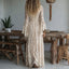 Maxi Dress | Deep V-Neckline, Flared Long Sleeves 2