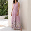 Maxi Dress | Deep V Neck, Floral Ombre Hem 0