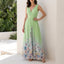 Maxi Dress | Deep V Neck, Floral Ombre Hem 10