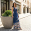 Maxi Dress | Deep V Neck, Floral Ombre Hem 2