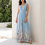 Maxi Dress | Deep V Neck, Floral Ombre Hem 3