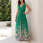 Maxi Dress | Deep V Neck, Floral Ombre Hem 4